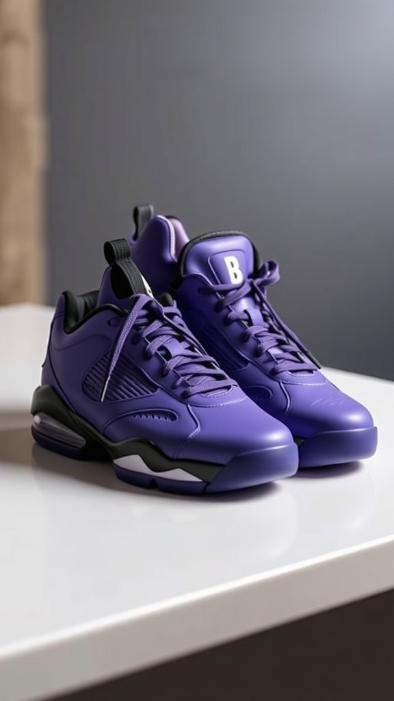 Custom Kobe 6 Eggplant sneakers in purple, black, and white, displayed on a clean surface.